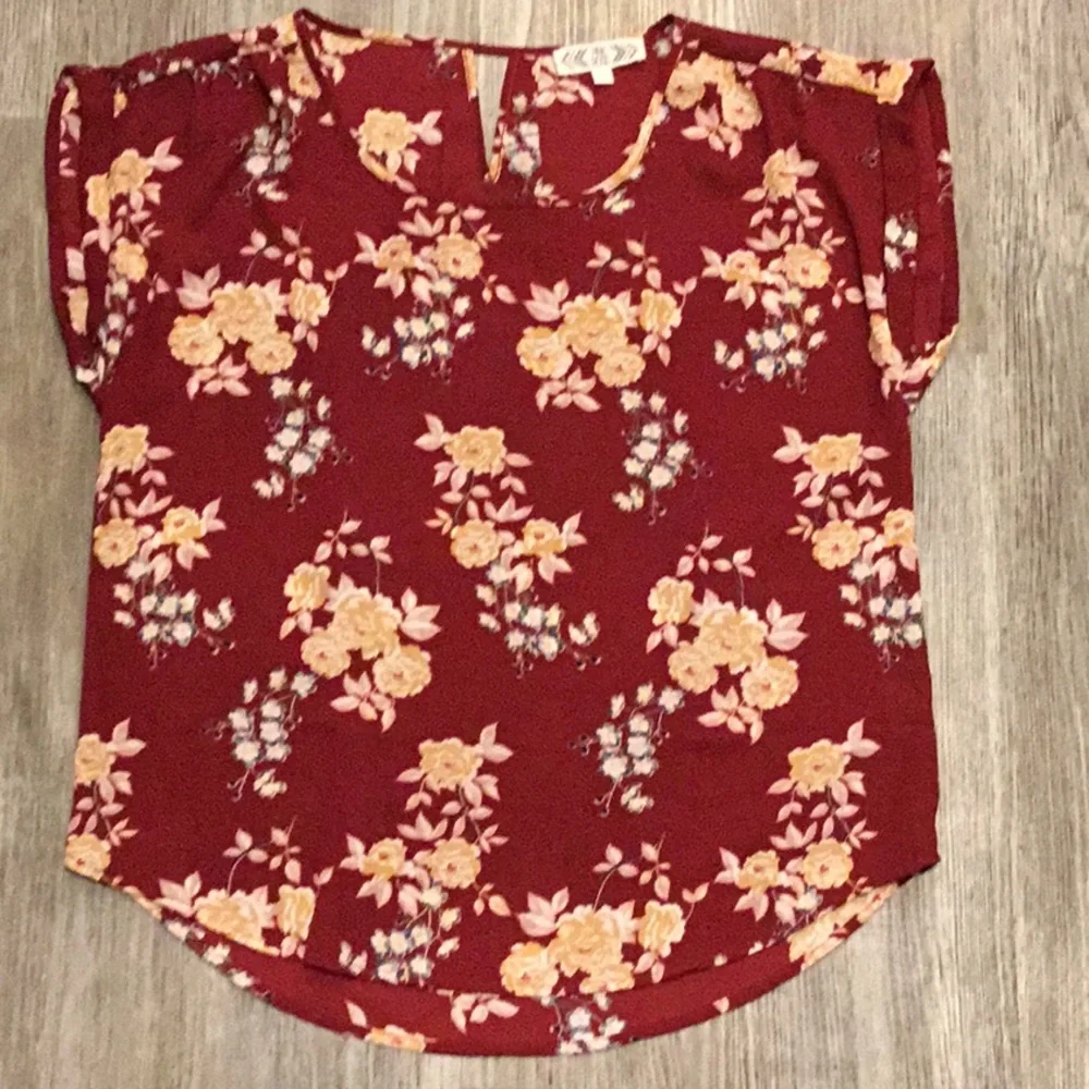 Pink Rose maroon floral tank - Picture 1 of 6